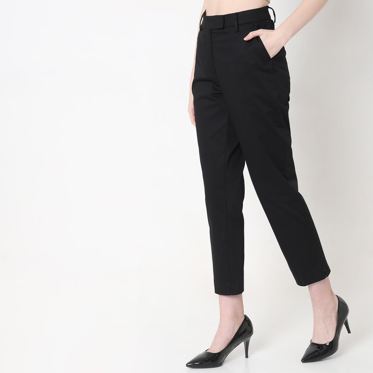 Regular Fit Solid Trousers