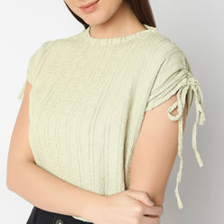 Betty Fashion Dolman Sleeve Top With Extended shoulder With Drawstring Tie Detail