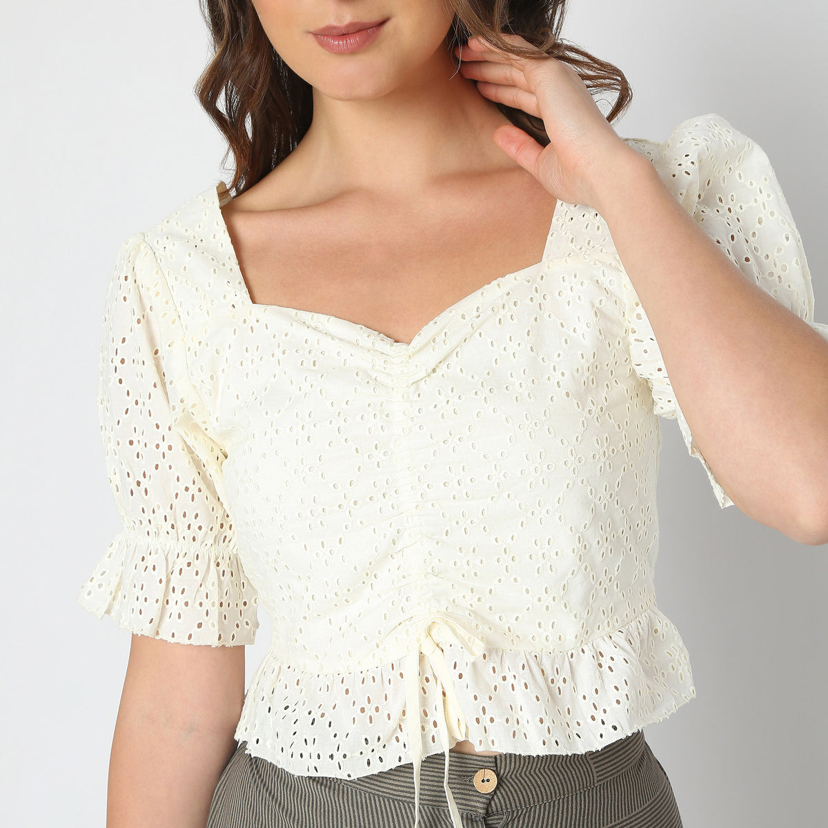 Regular Fit Lace Crop Top