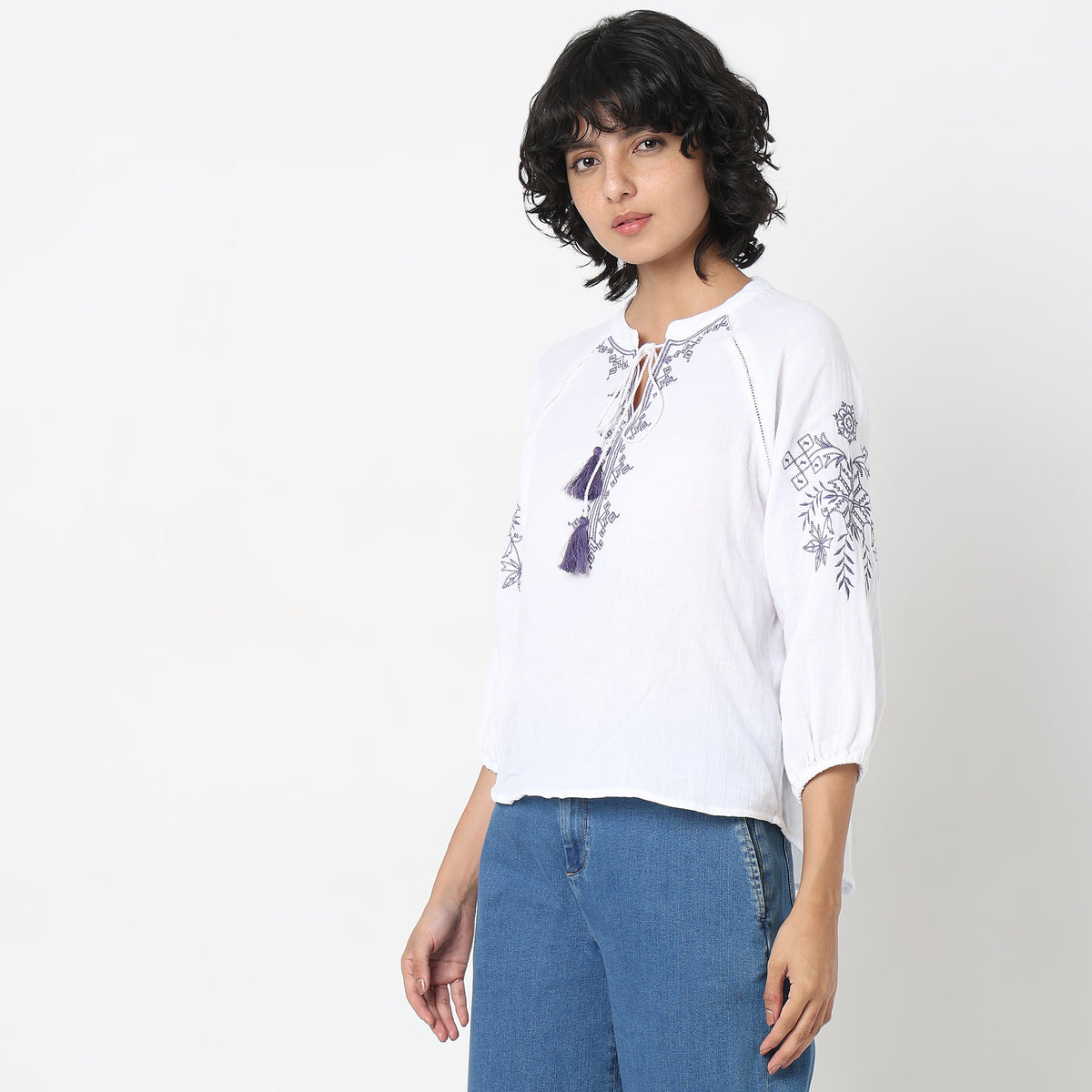 Regular Fit Embroidered Top