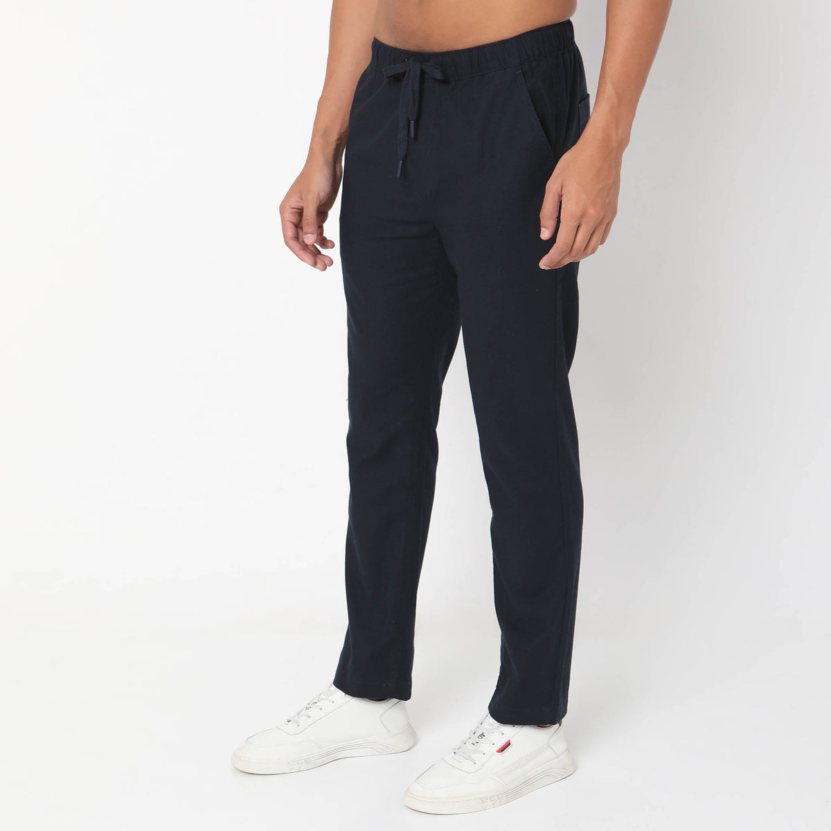 Regular Fit Solid Mid Rise Joggers