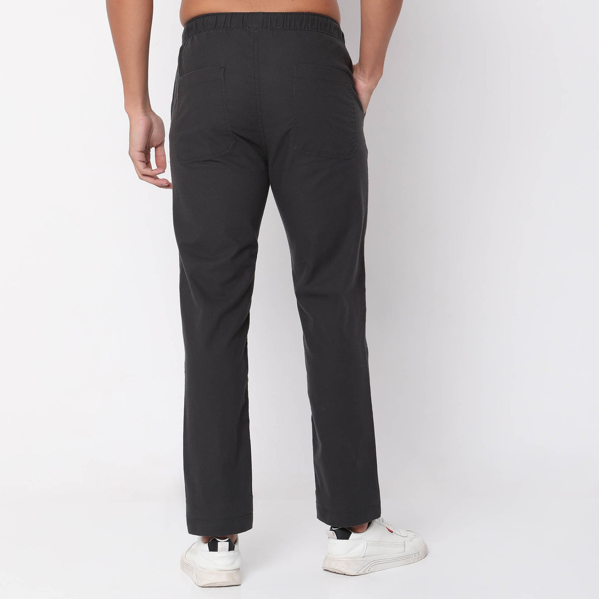 Regular Fit Solid Mid Rise Joggers