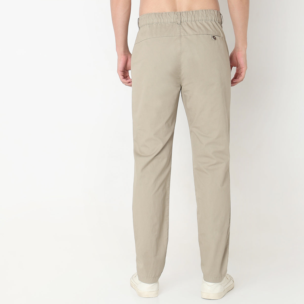 Regular Fit Solid Mid Rise Pants