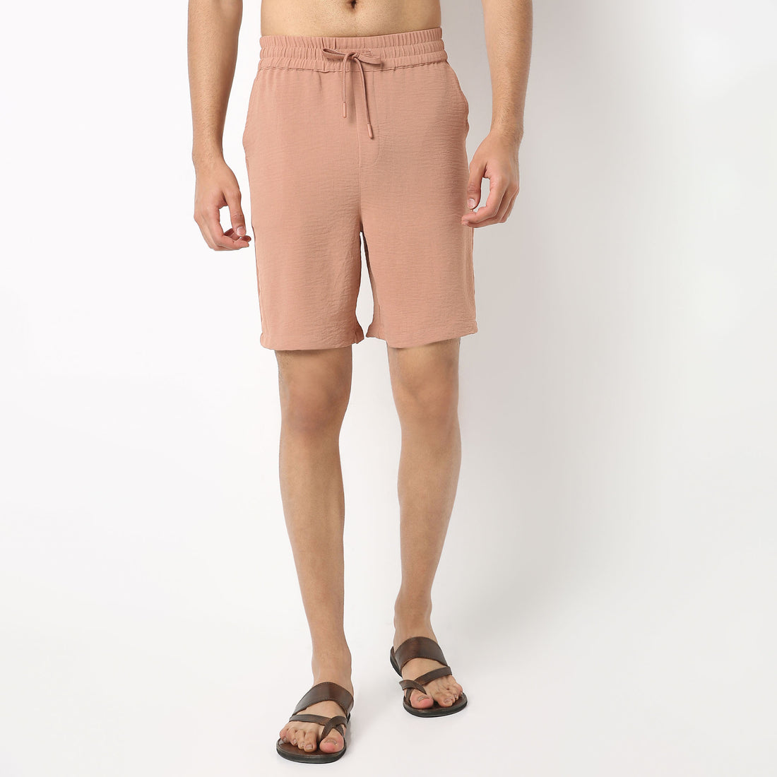 Regular Fit Solid Short Length Mid Rise Shorts