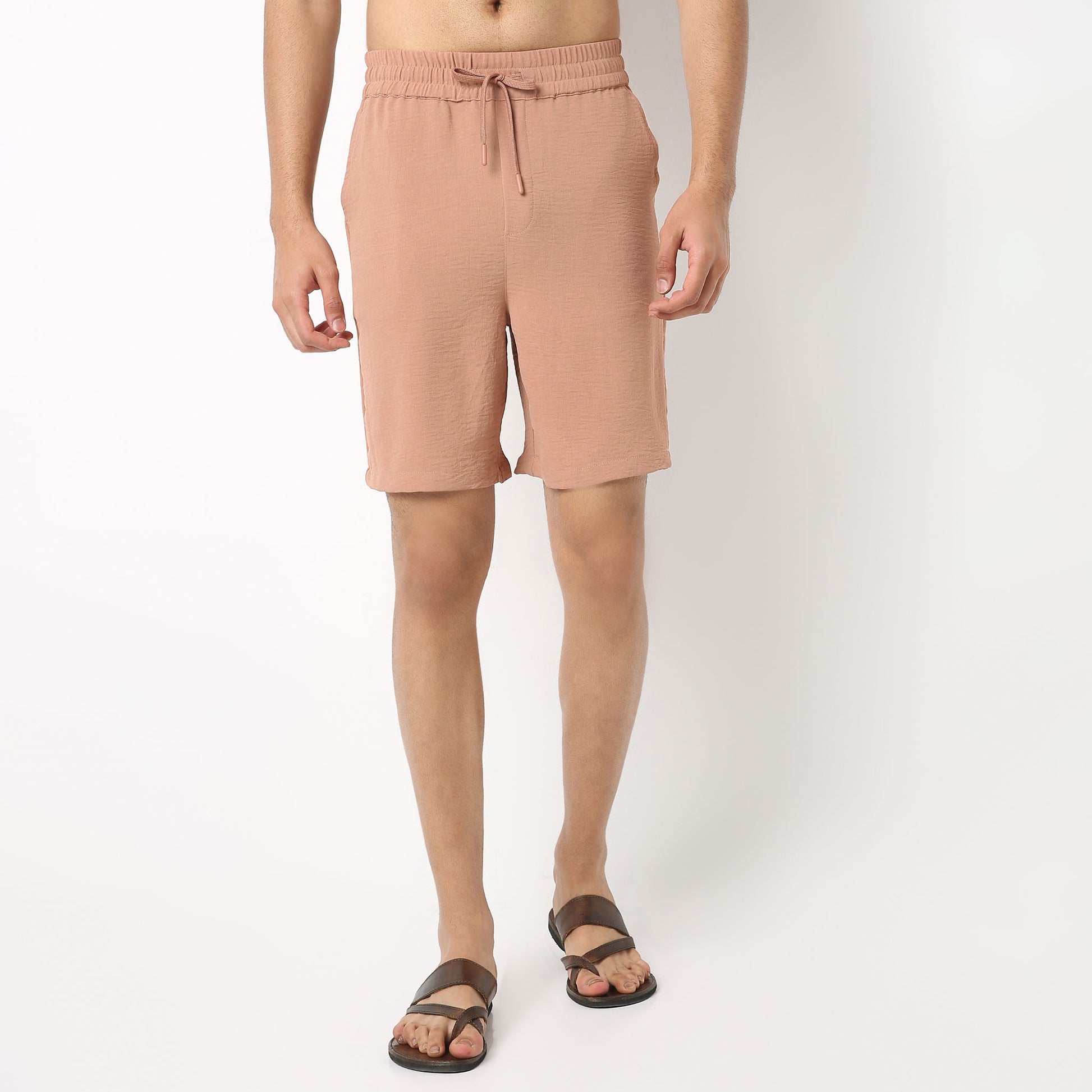 Regular Fit Solid Short Length Mid Rise Shorts