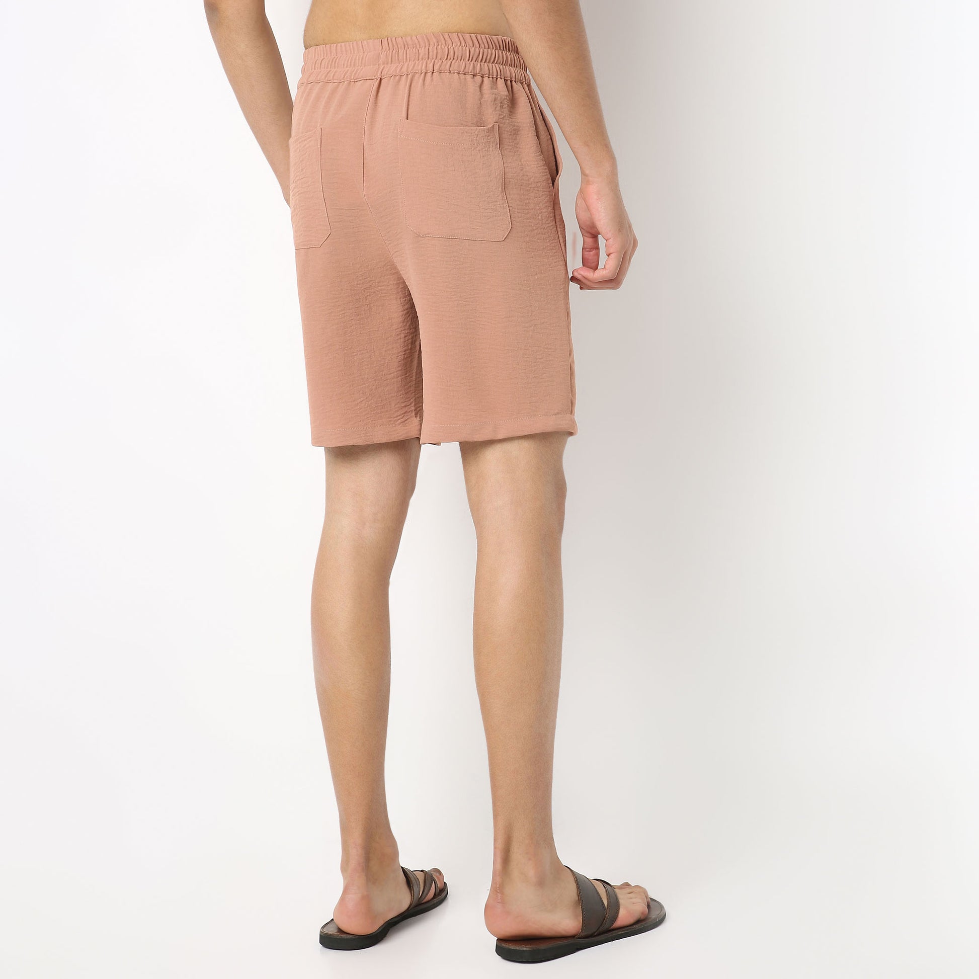 Regular Fit Solid Short Length Mid Rise Shorts