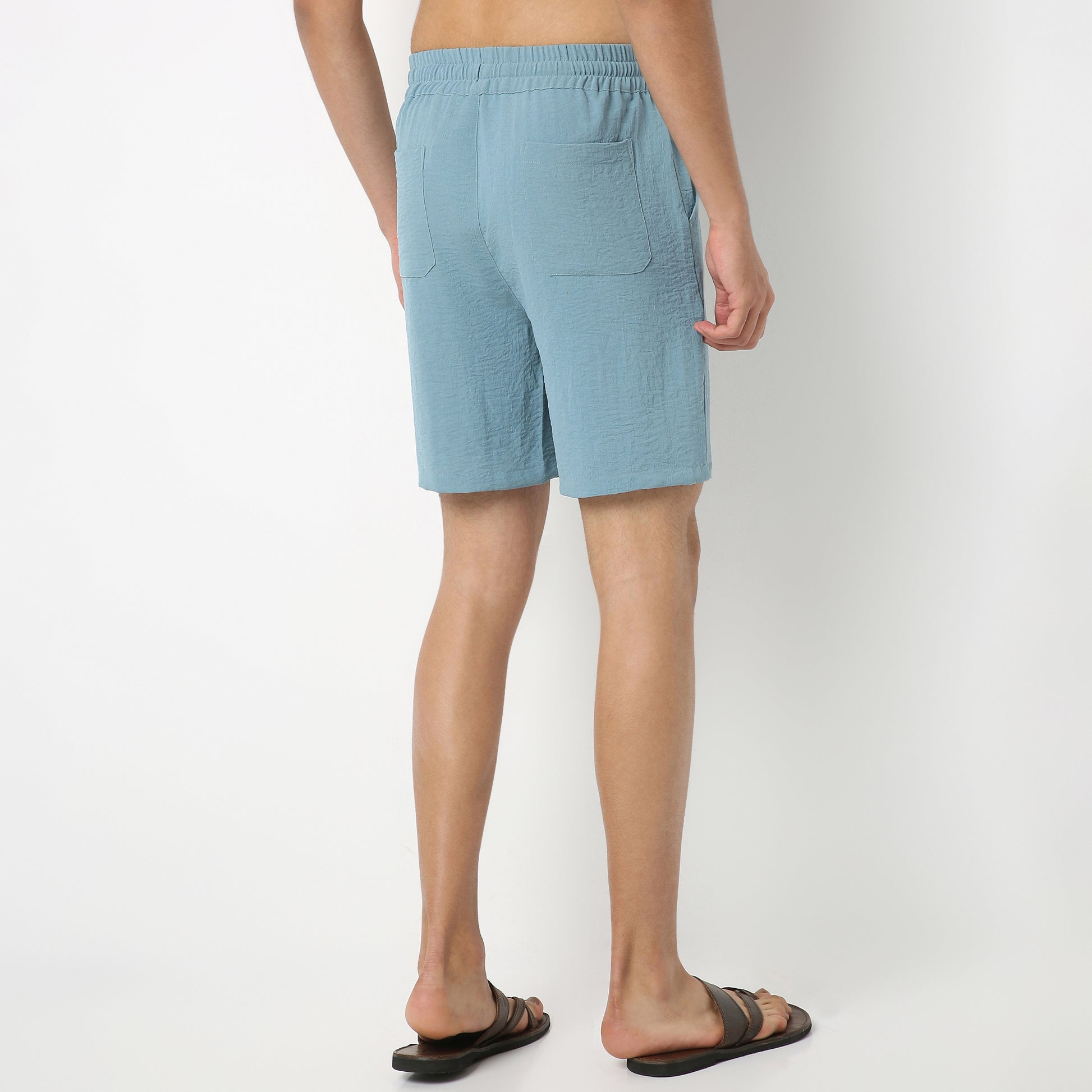 Regular Fit Solid Short Length Mid Rise Shorts