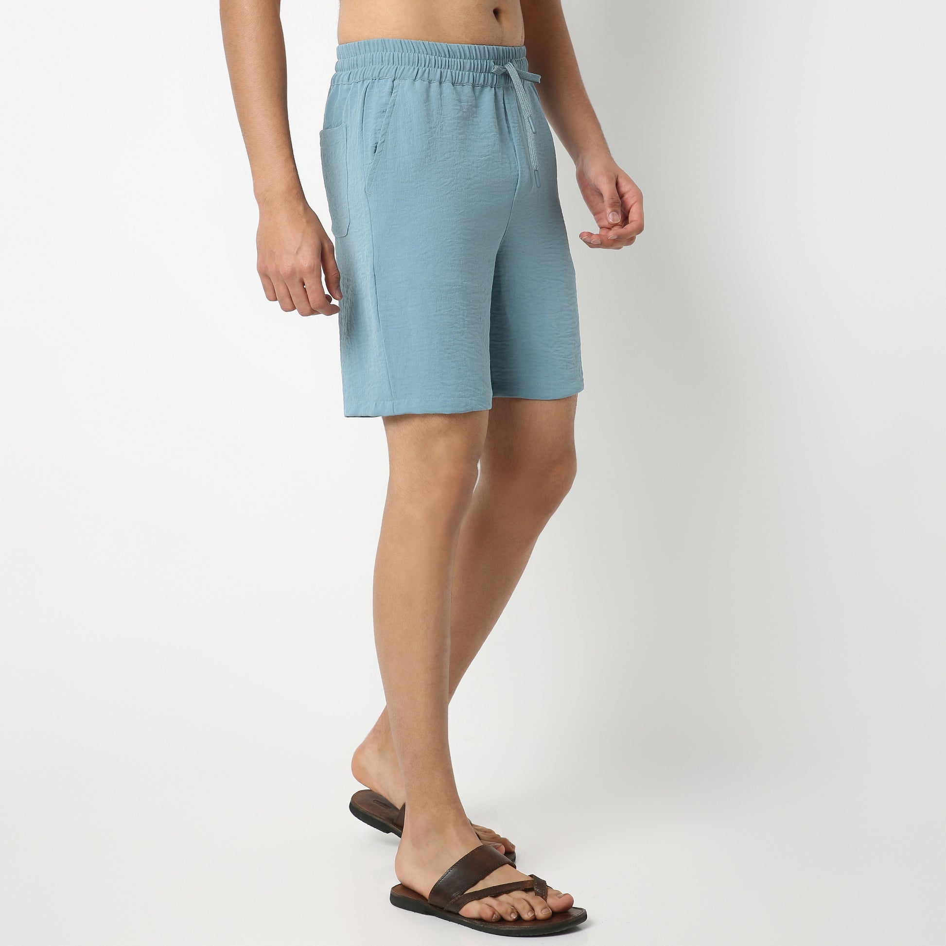 Regular Fit Solid Short Length Mid Rise Shorts