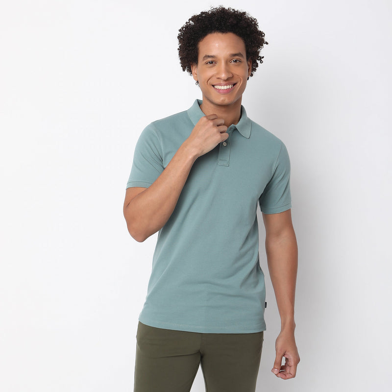 Double Dyed Polo T-Shirt With Anti-Curl Collar