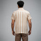 Cotton Striped Polo Neck Shirt