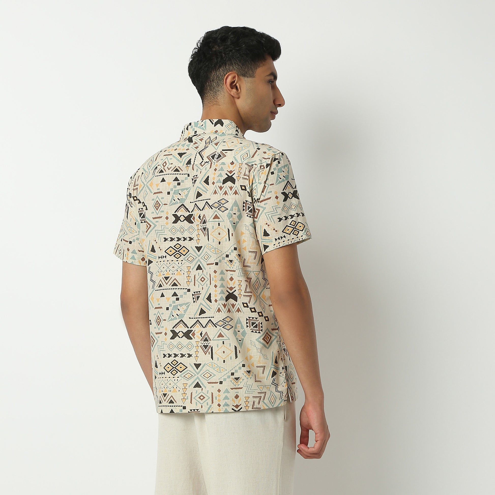 Regular Fit Digital Print Camp Collar Shirt