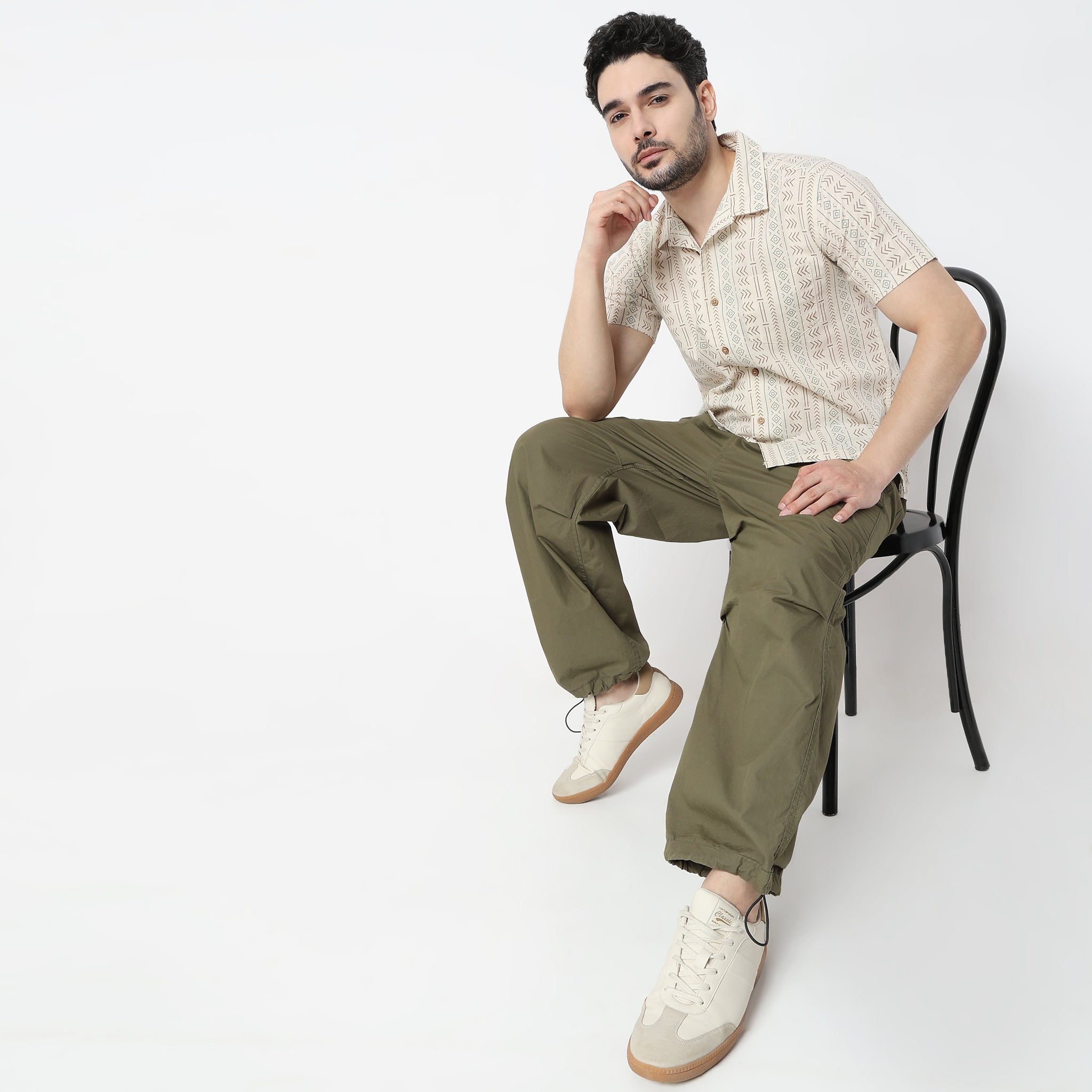 Relaxed Fit Printed Camp Collar Shirt