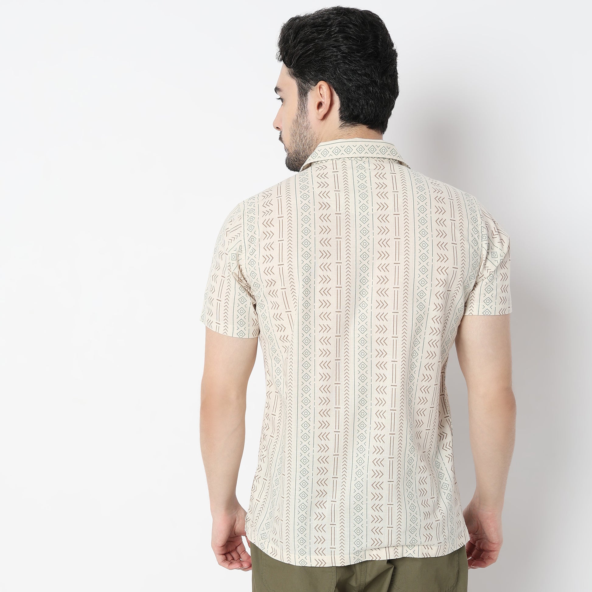 Relaxed Fit Printed Camp Collar Shirt