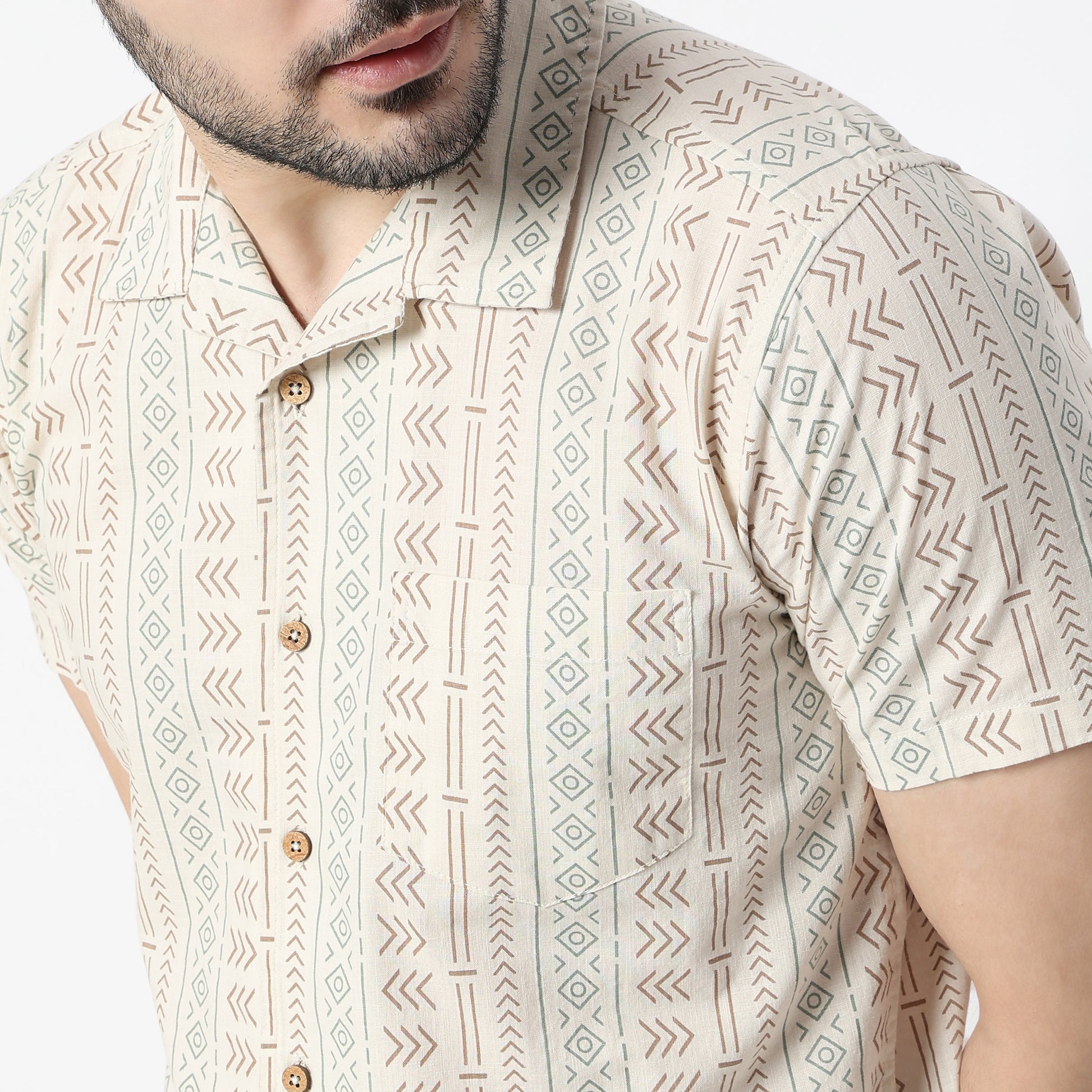 Relaxed Fit Printed Camp Collar Shirt