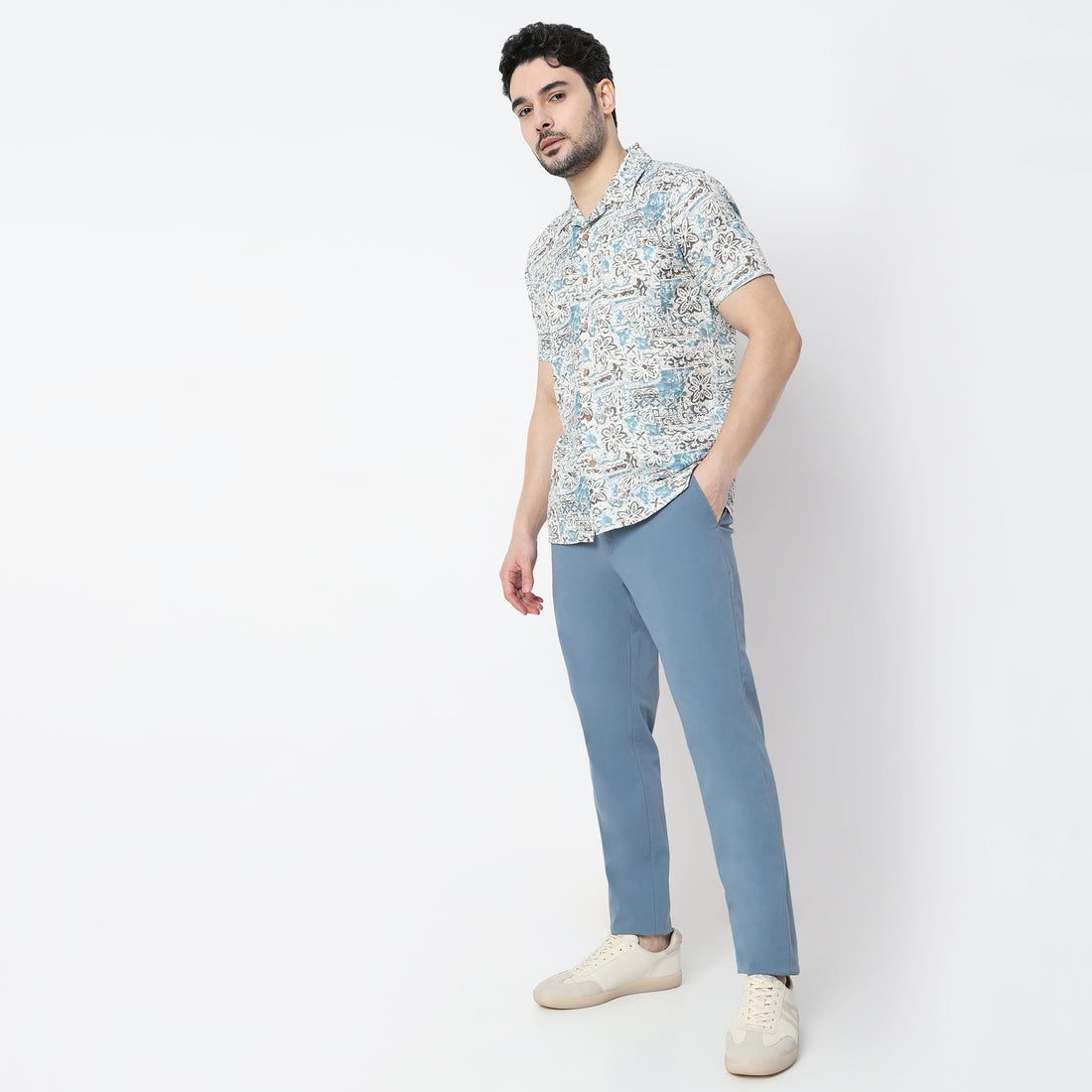 Relaxed Fit Digital Printed Camp Collar Shirt