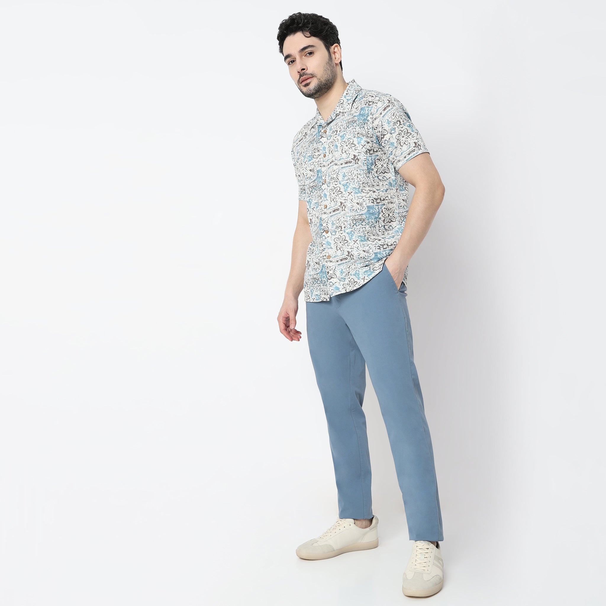 Relaxed Fit Digital Printed Camp Collar Shirt