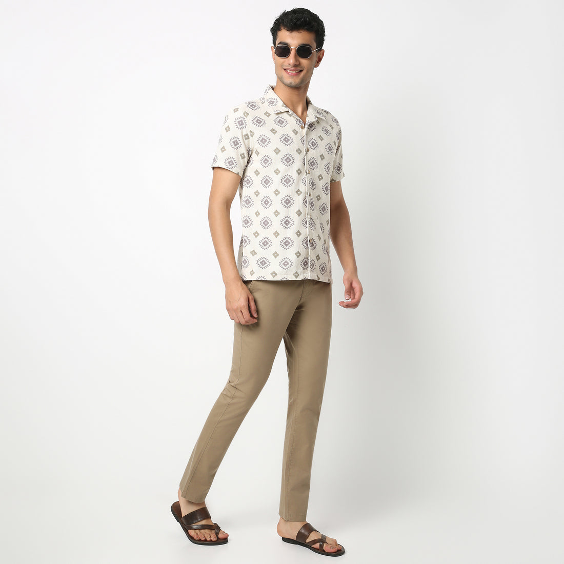 Regular Fit Printed Camp Collar Shirt