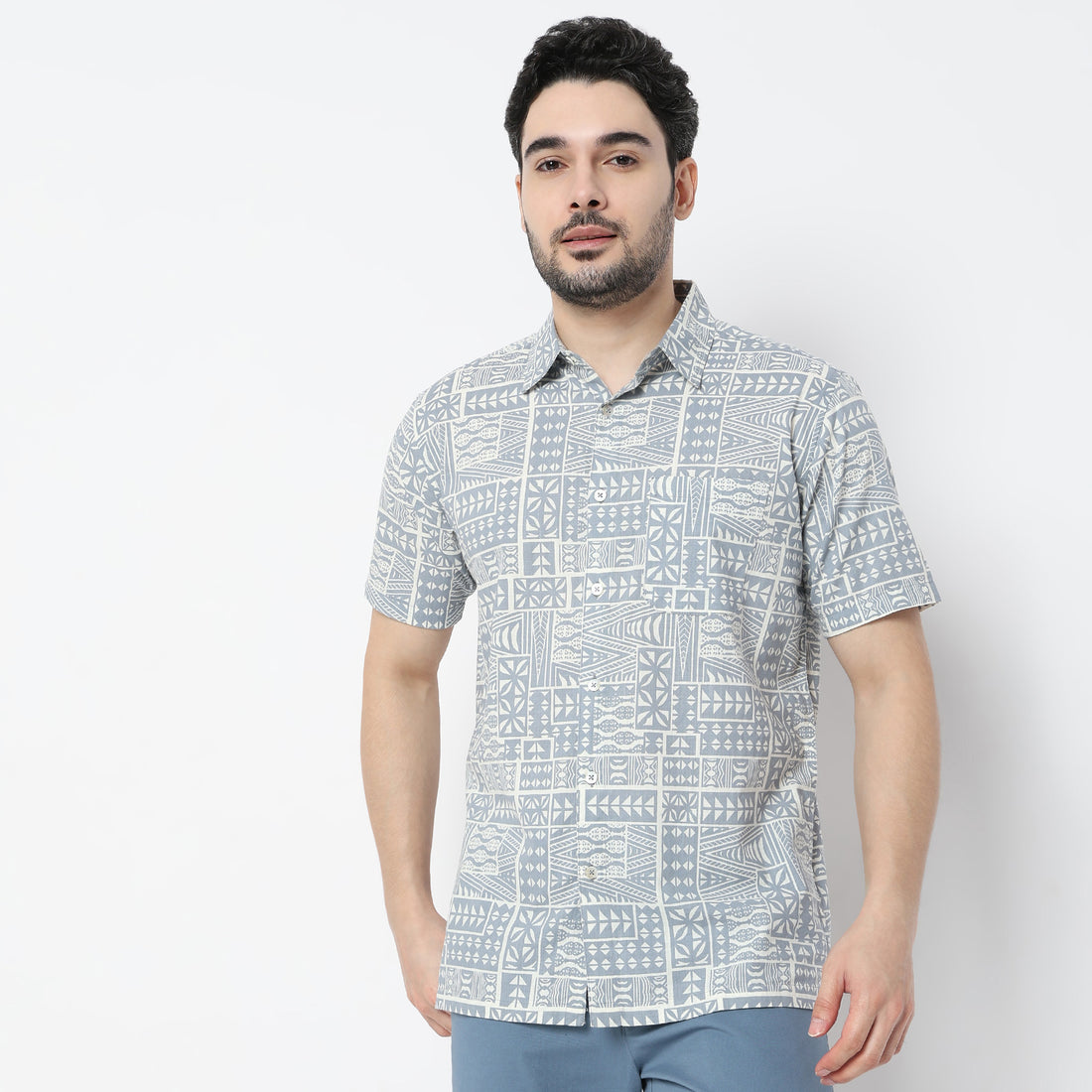 Regular Fit Printed Shirt Collar Shirt