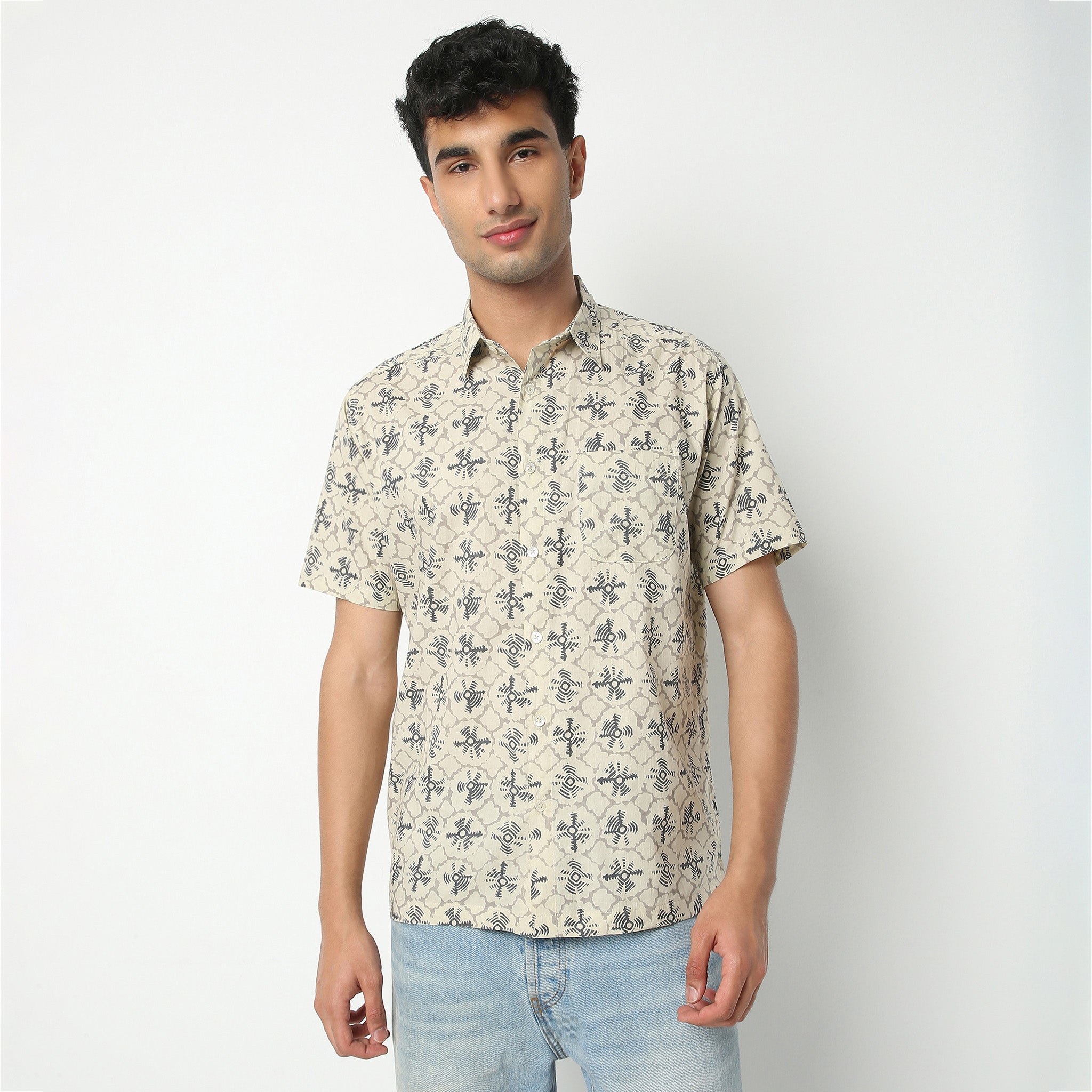 Regular Fit Printed Shirt Collar Shirt
