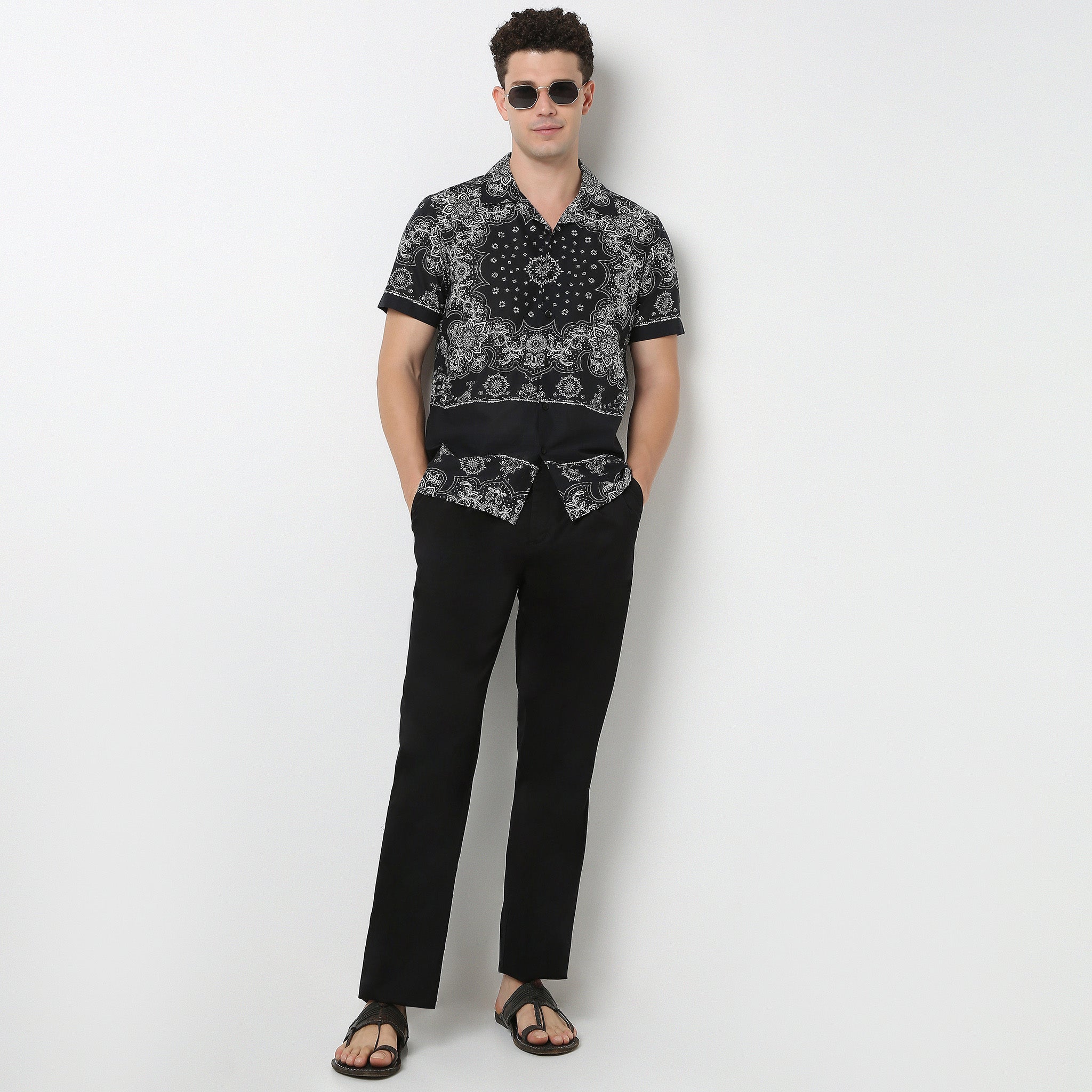 Relaxed Fit Cuban Block Print Shirt
