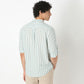 Striped Mandarin Collar Short Length Shirt