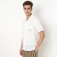 Knitted Embroidered Camp Collar Half Sleeve Shirt
