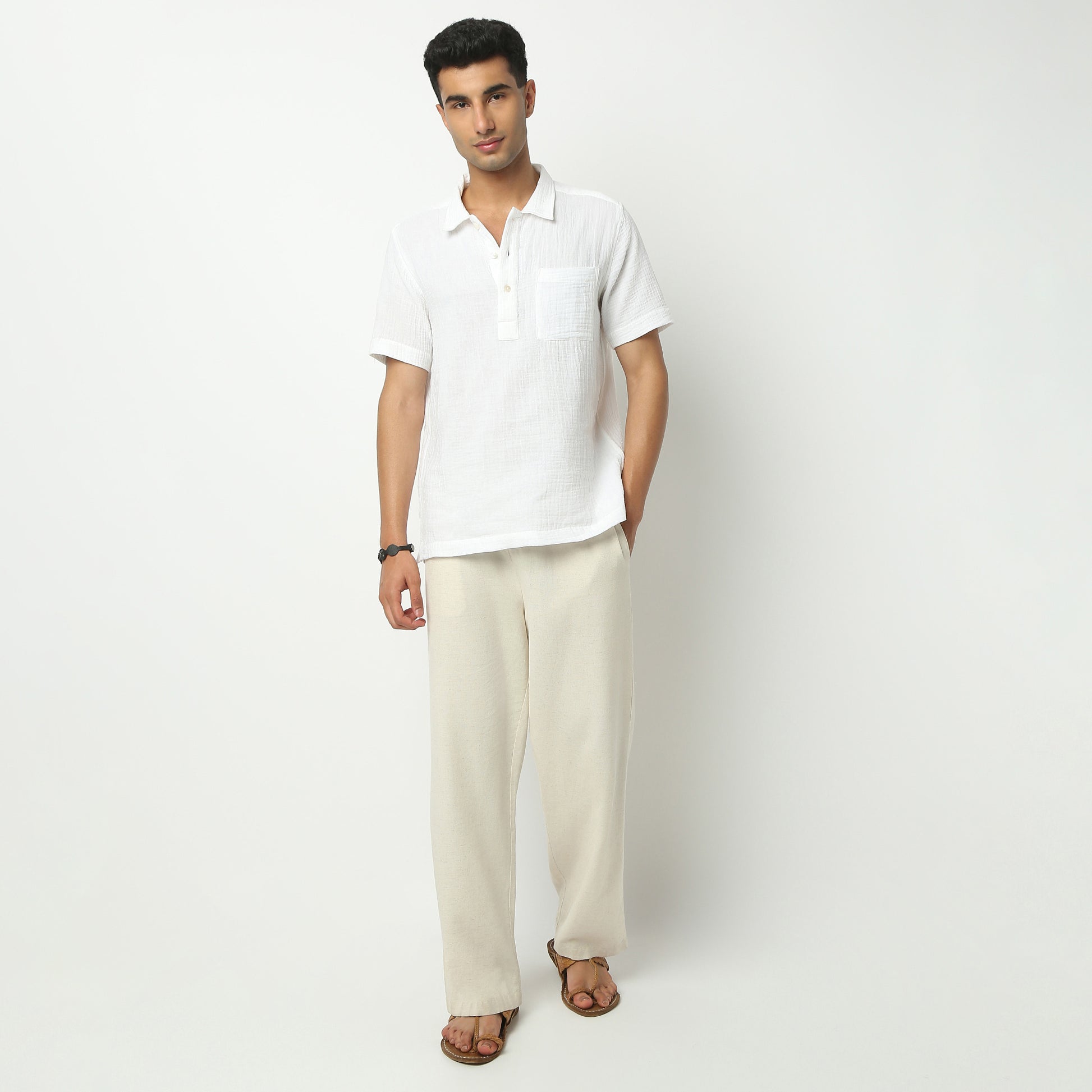 Regular Fit Solid Polo Neck Shirt