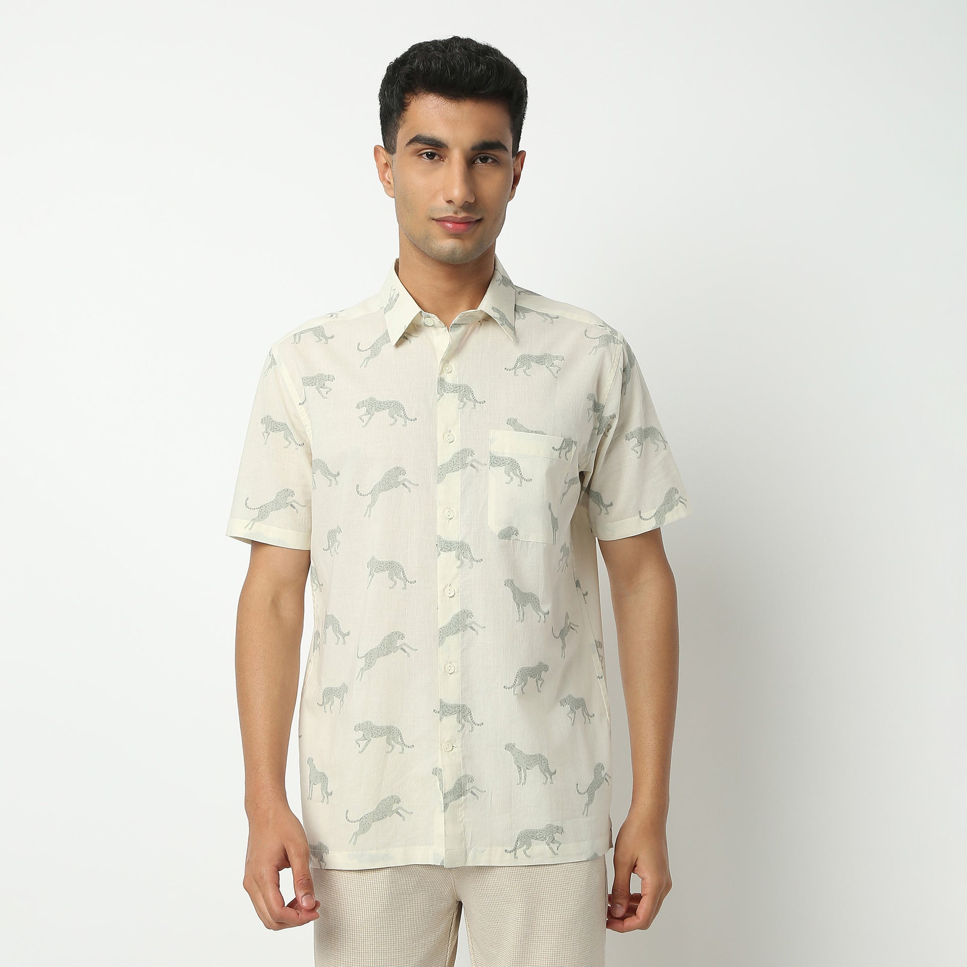 Regular Fit Printed Shirt Collar Shirt