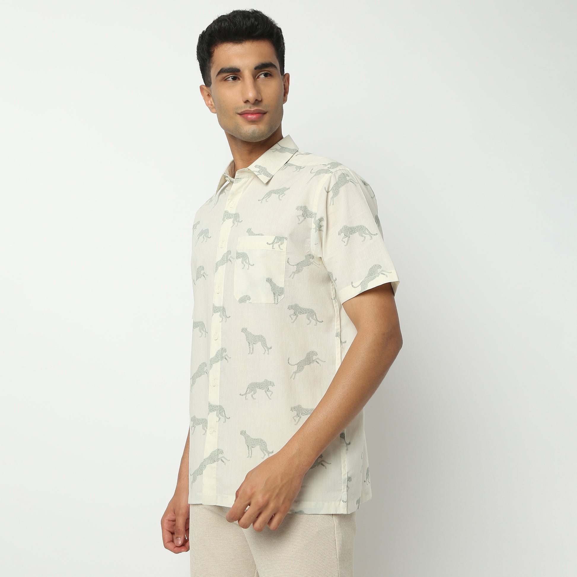 Regular Fit Printed Shirt Collar Shirt