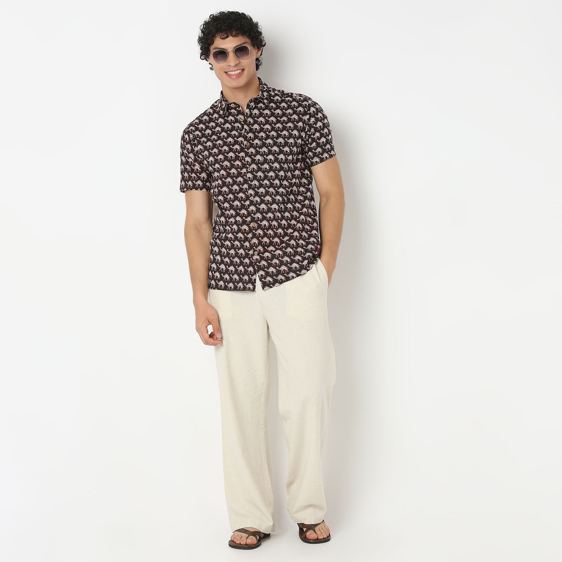 Collar Short Length Printed Shirt