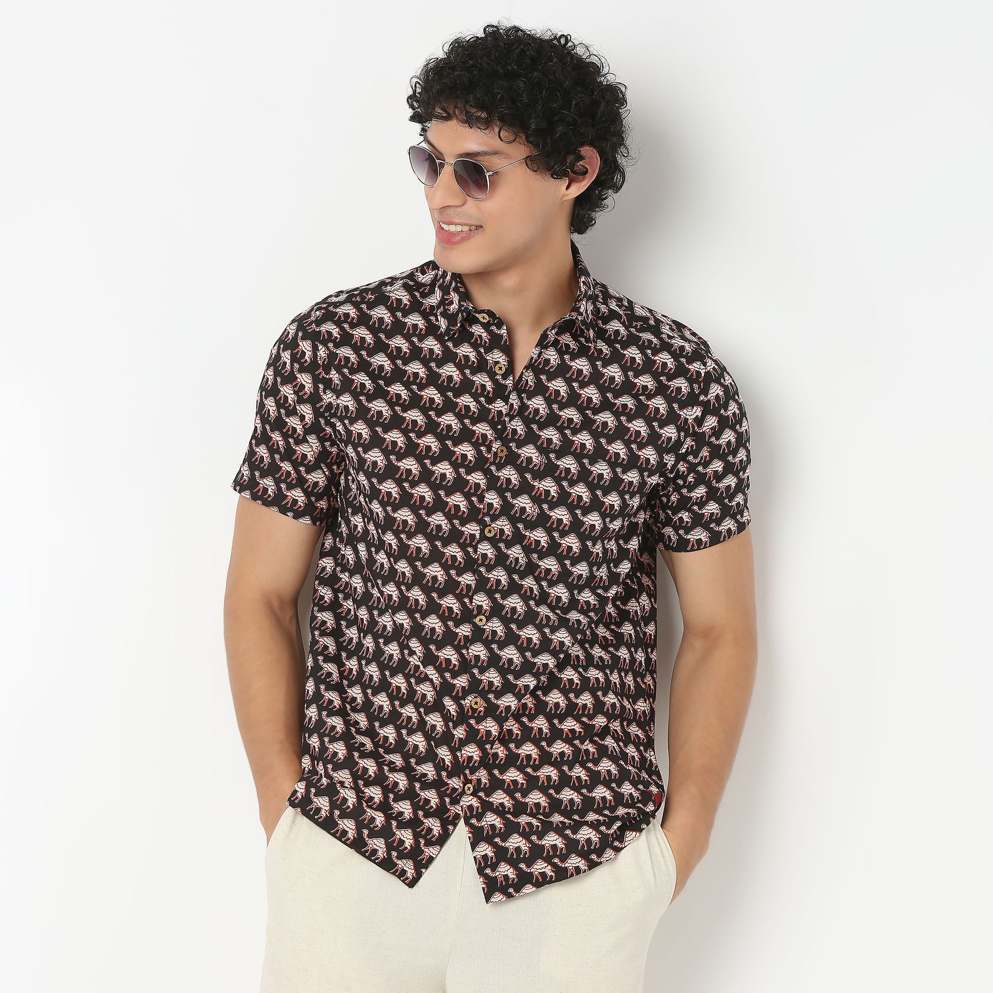 Collar Short Length Printed Shirt