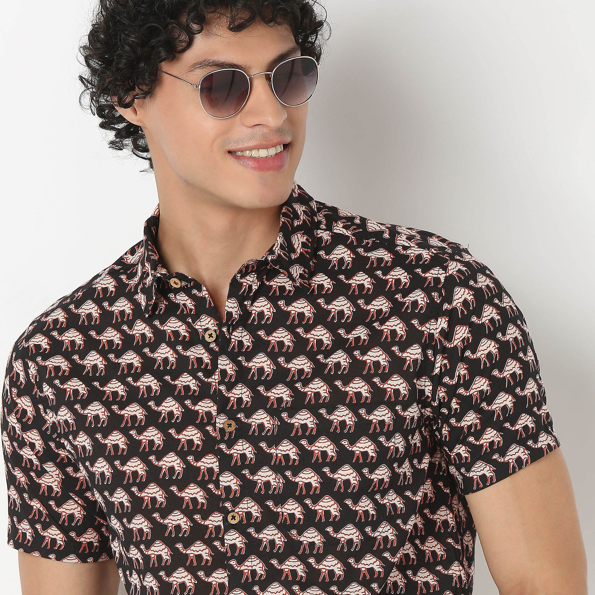 Collar Short Length Printed Shirt