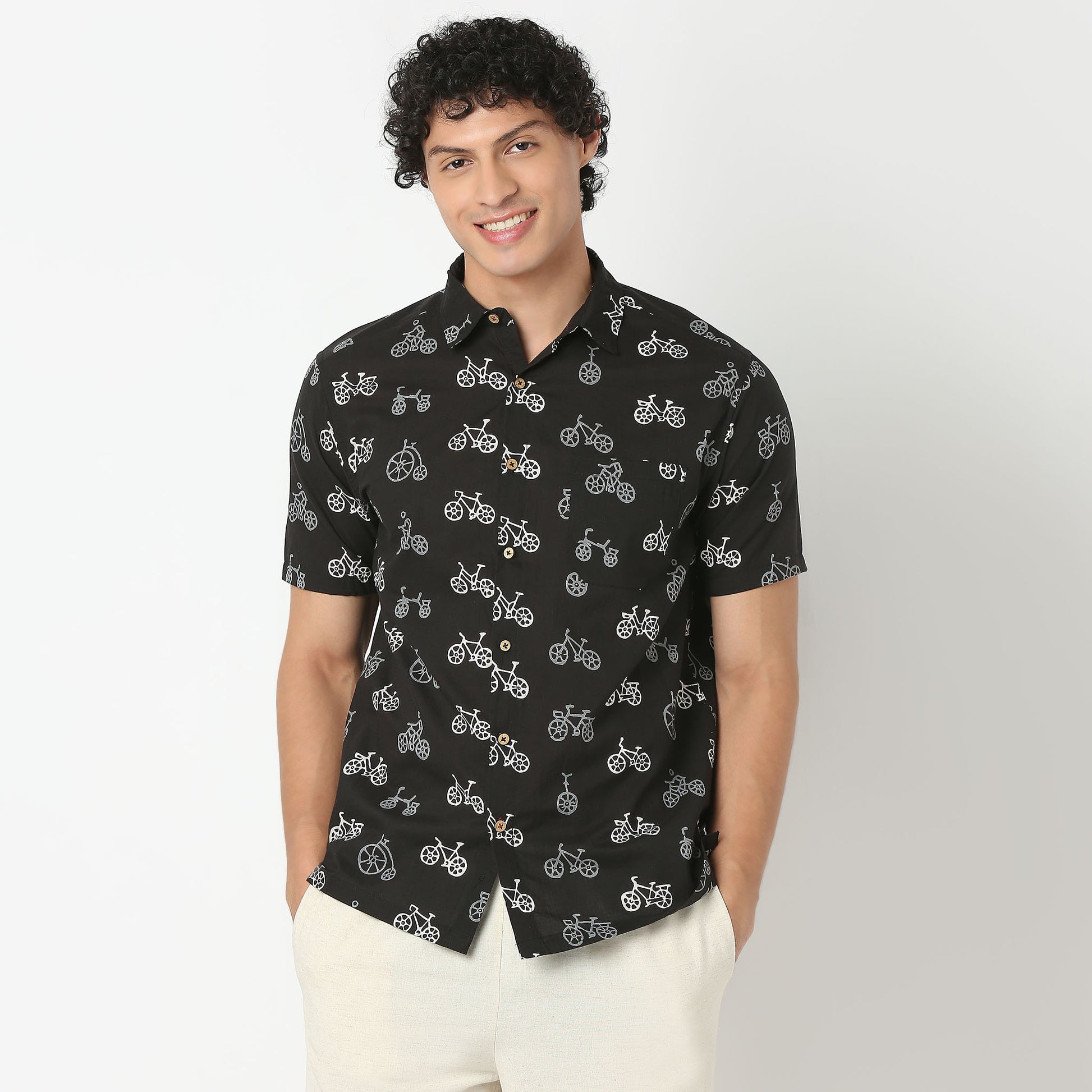 Collar Short Length Printed Shirt