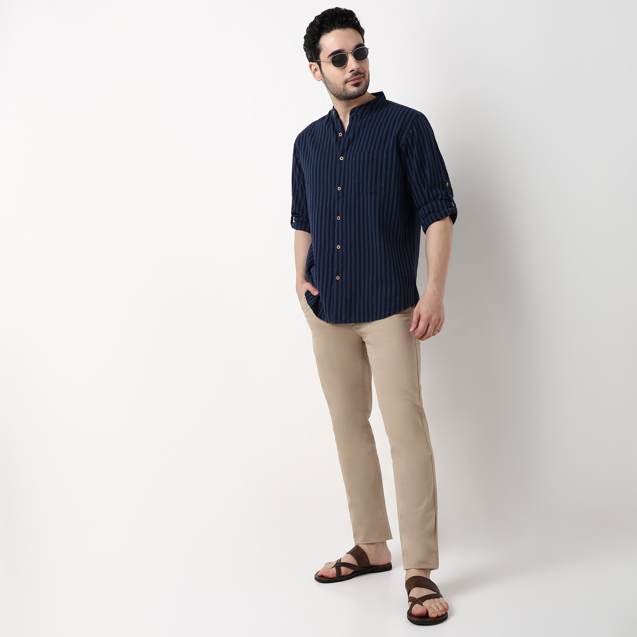 Mandarin Stripes Shirt