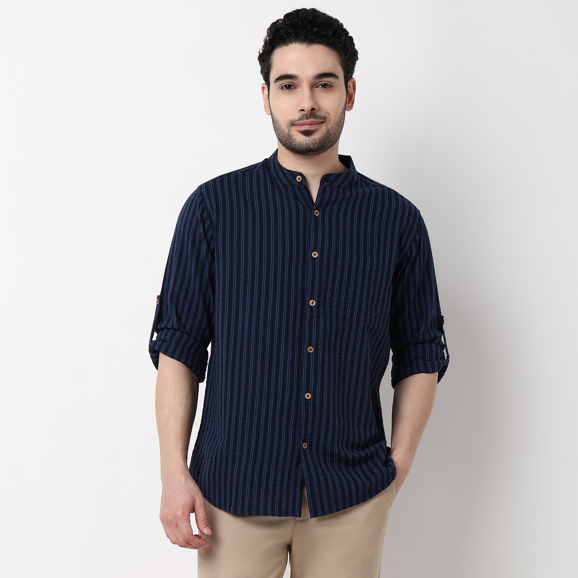 Mandarin Stripes Shirt