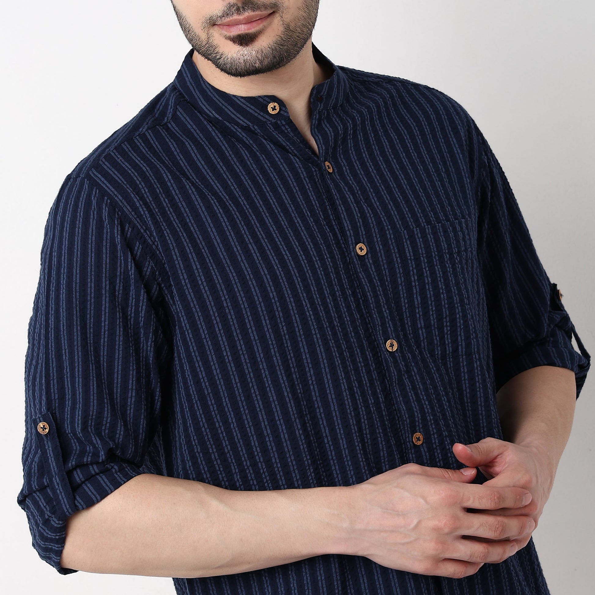 Mandarin Stripes Shirt