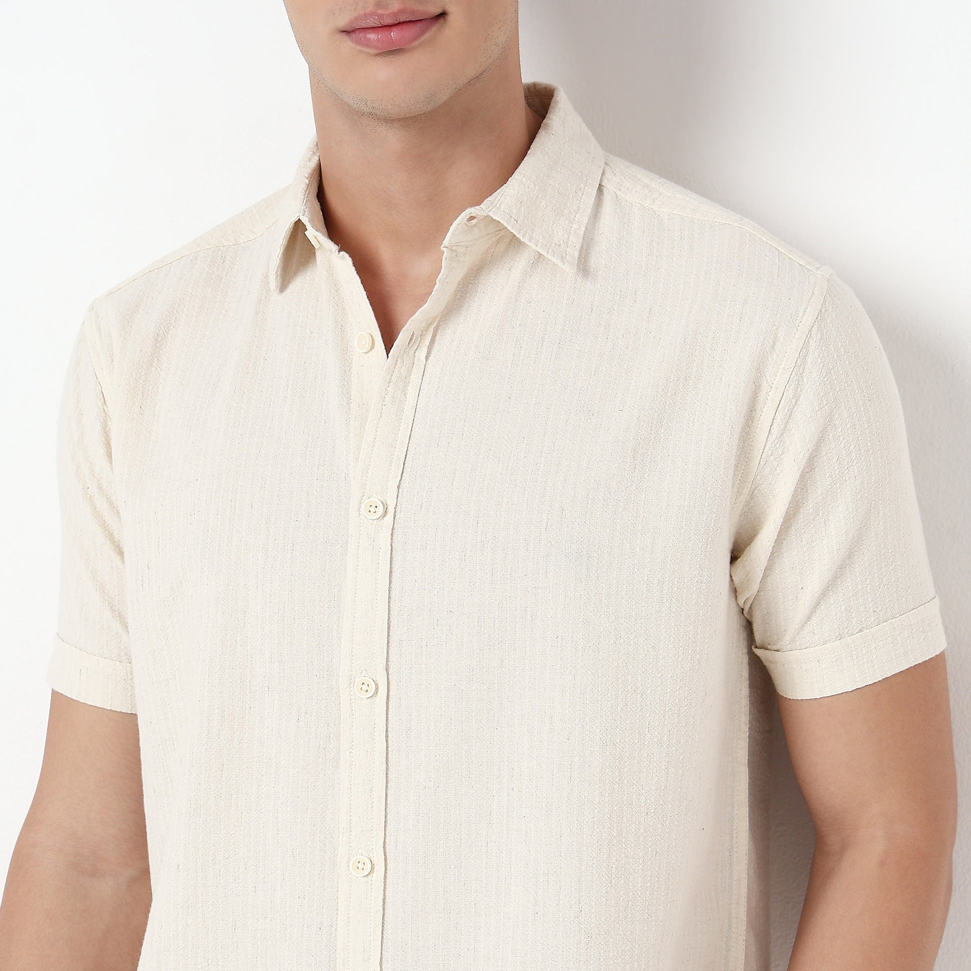 Striped Solid Half Sleeve Shirt