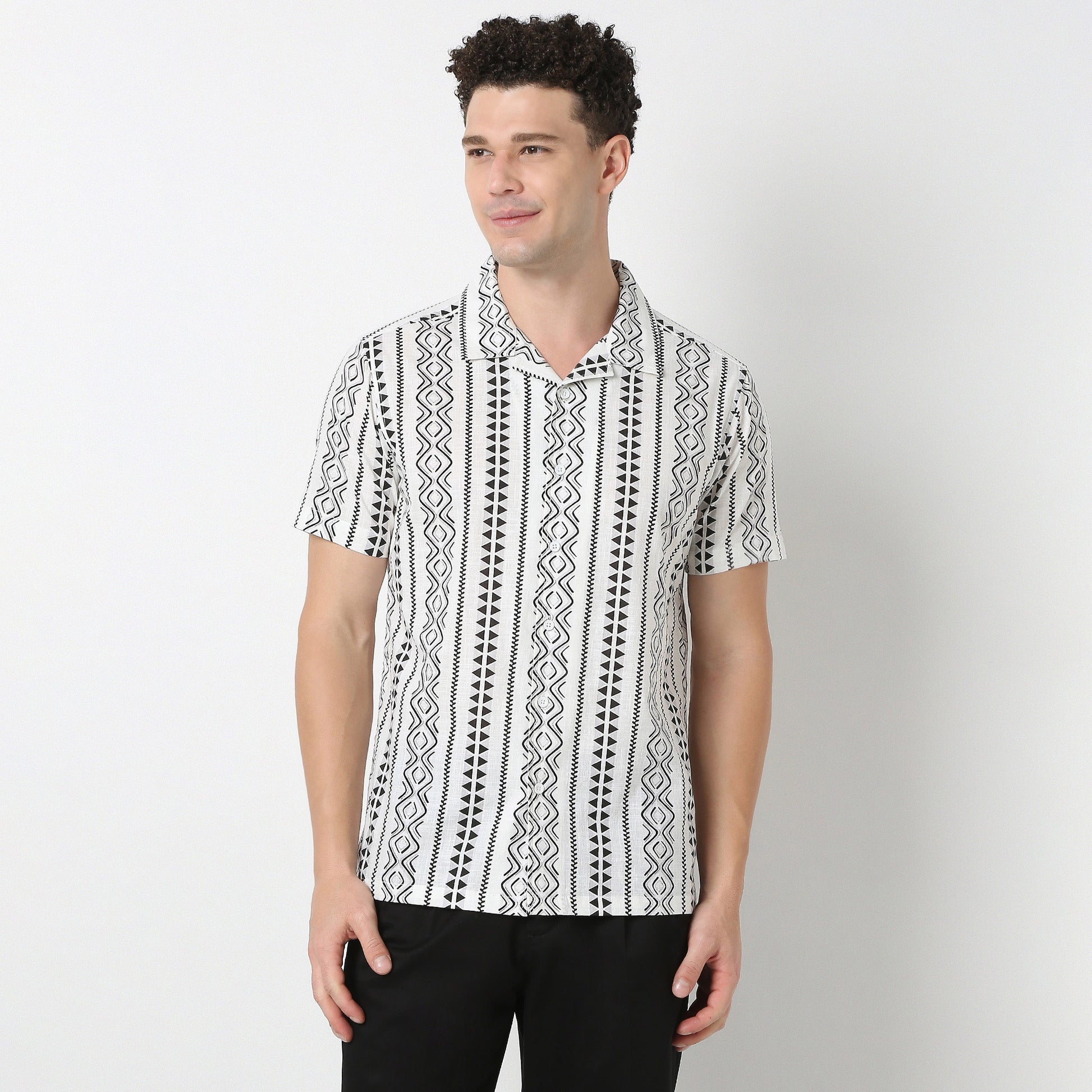 Relaxed Fit Cuban Printed Shirt