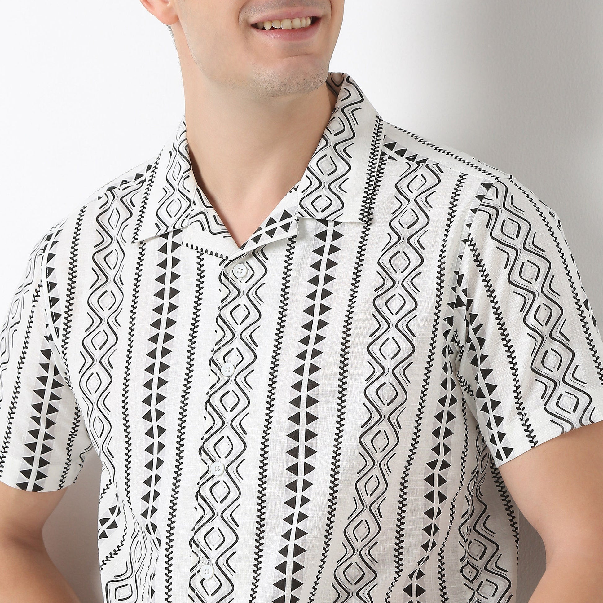 Relaxed Fit Cuban Printed Shirt