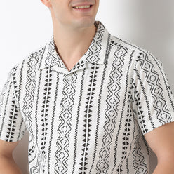 Relaxed Fit Cuban Printed Shirt