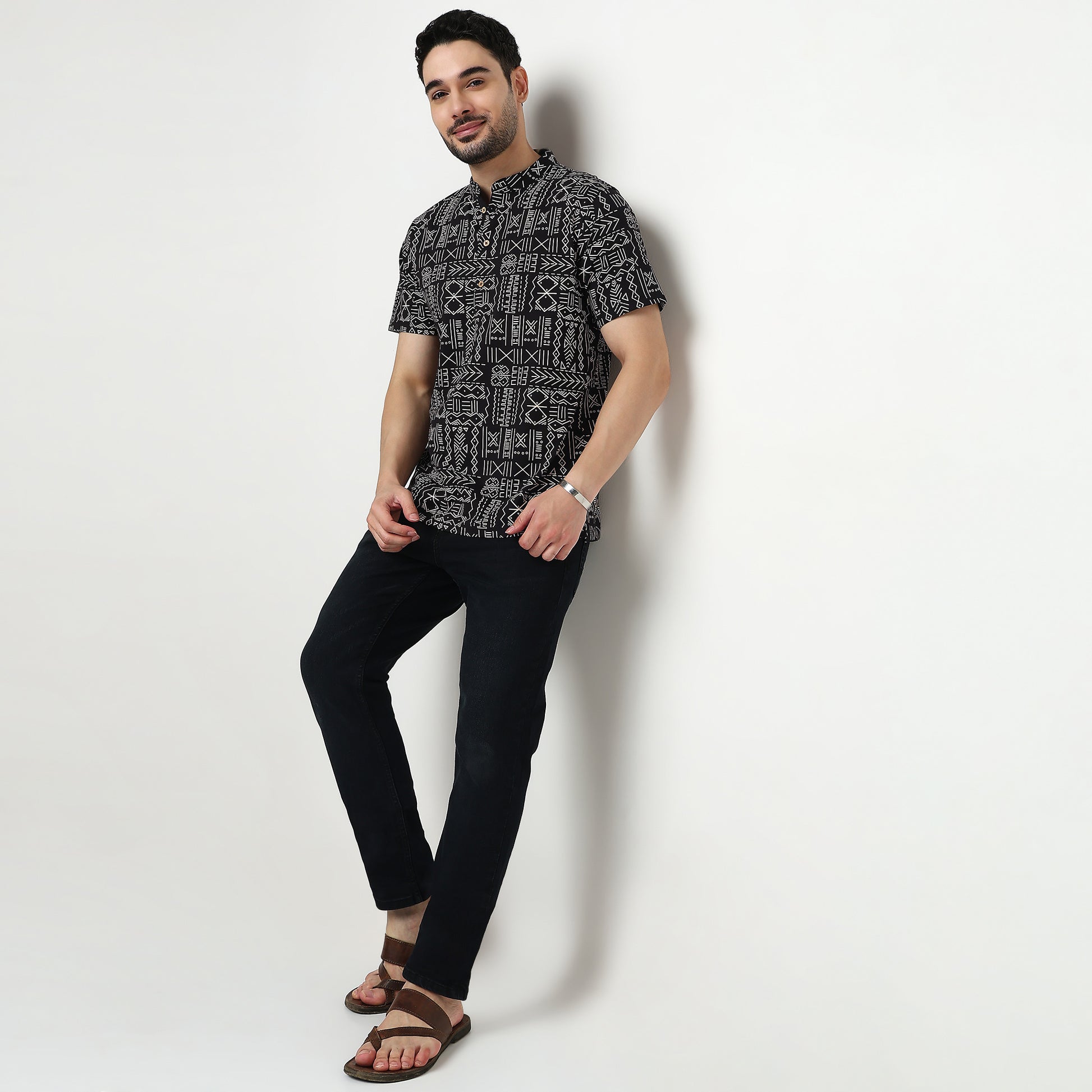 Printed Cotton Half Sleeve Kurta