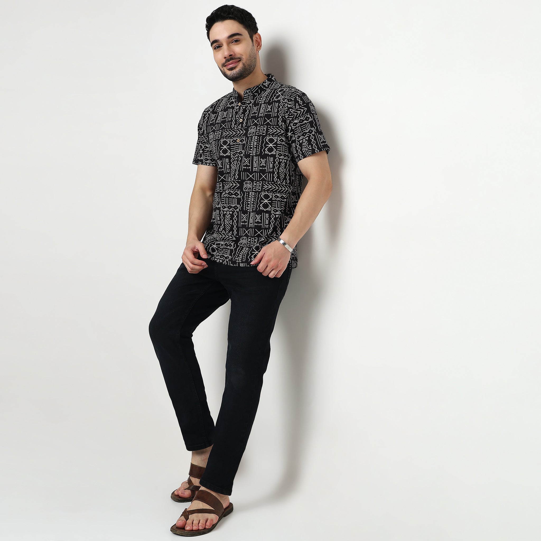 Printed Cotton Half Sleeve Kurta