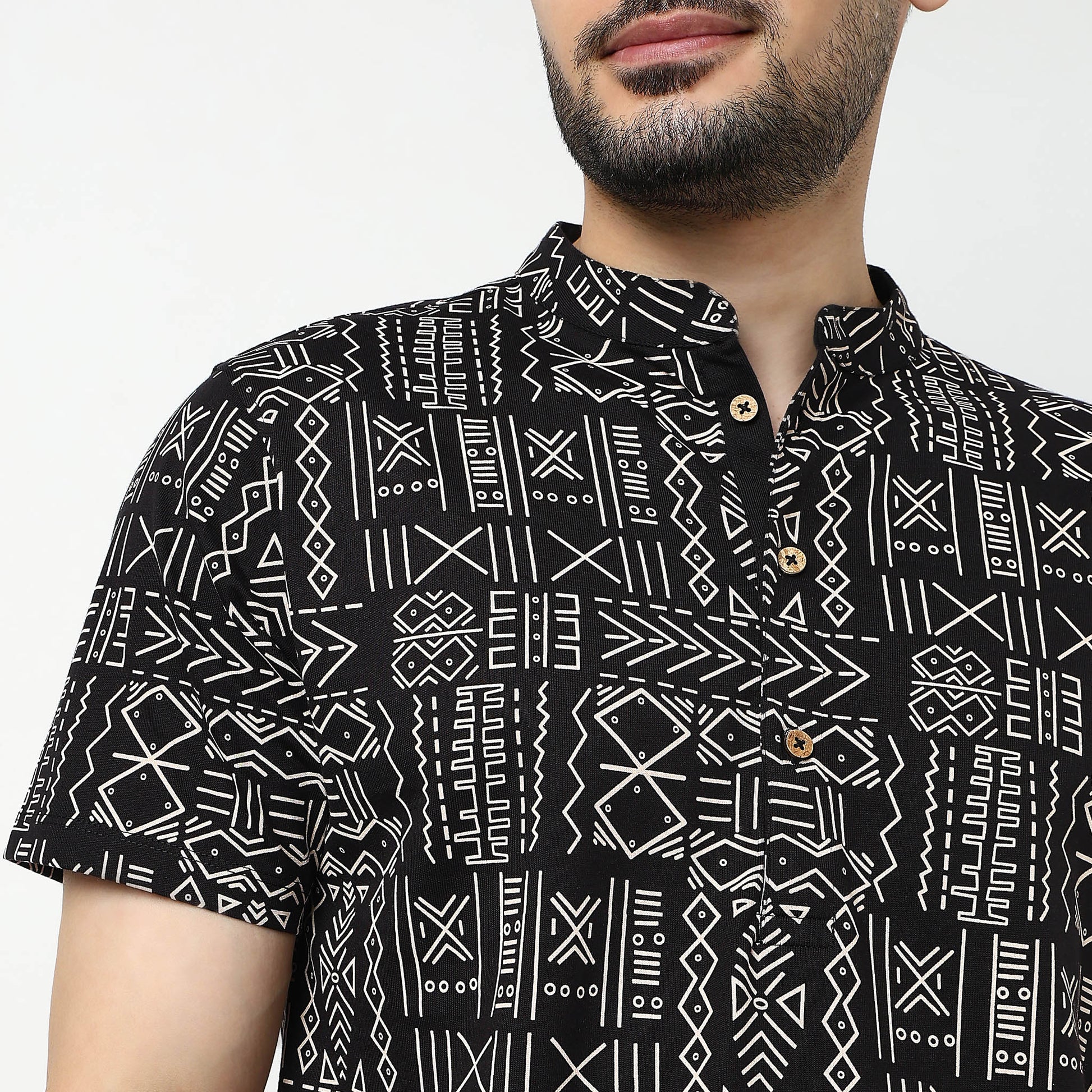 Printed Cotton Half Sleeve Kurta