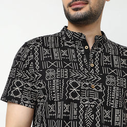 Printed Cotton Half Sleeve Kurta