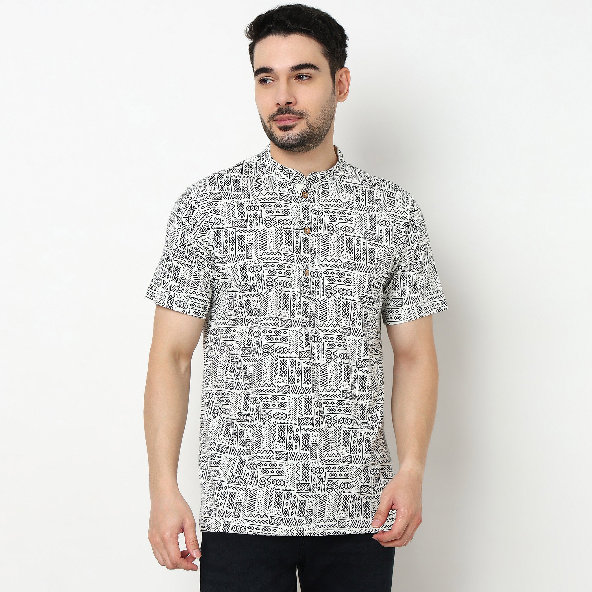 Printed Cotton Half Sleeve Kurta