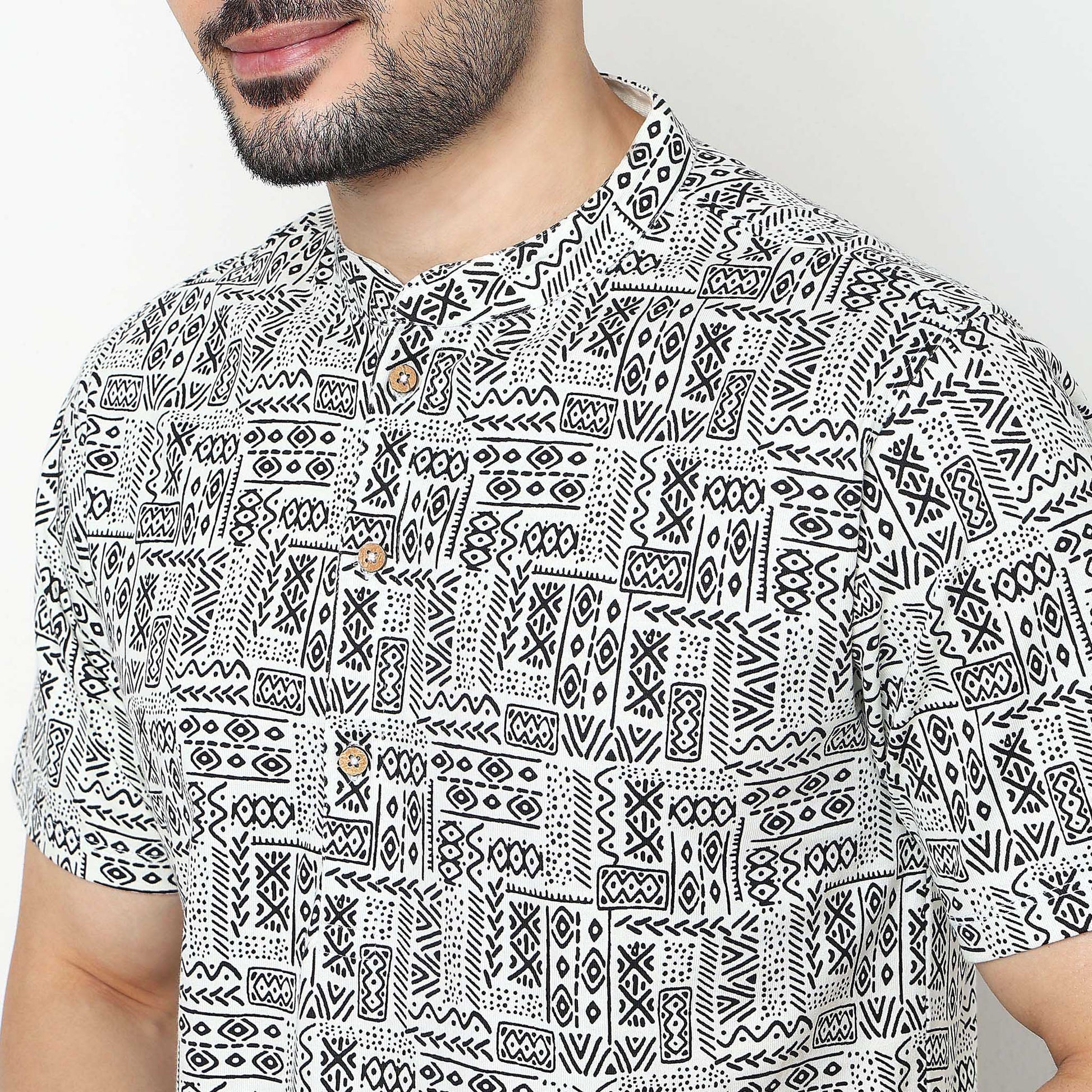 Printed Cotton Half Sleeve Kurta