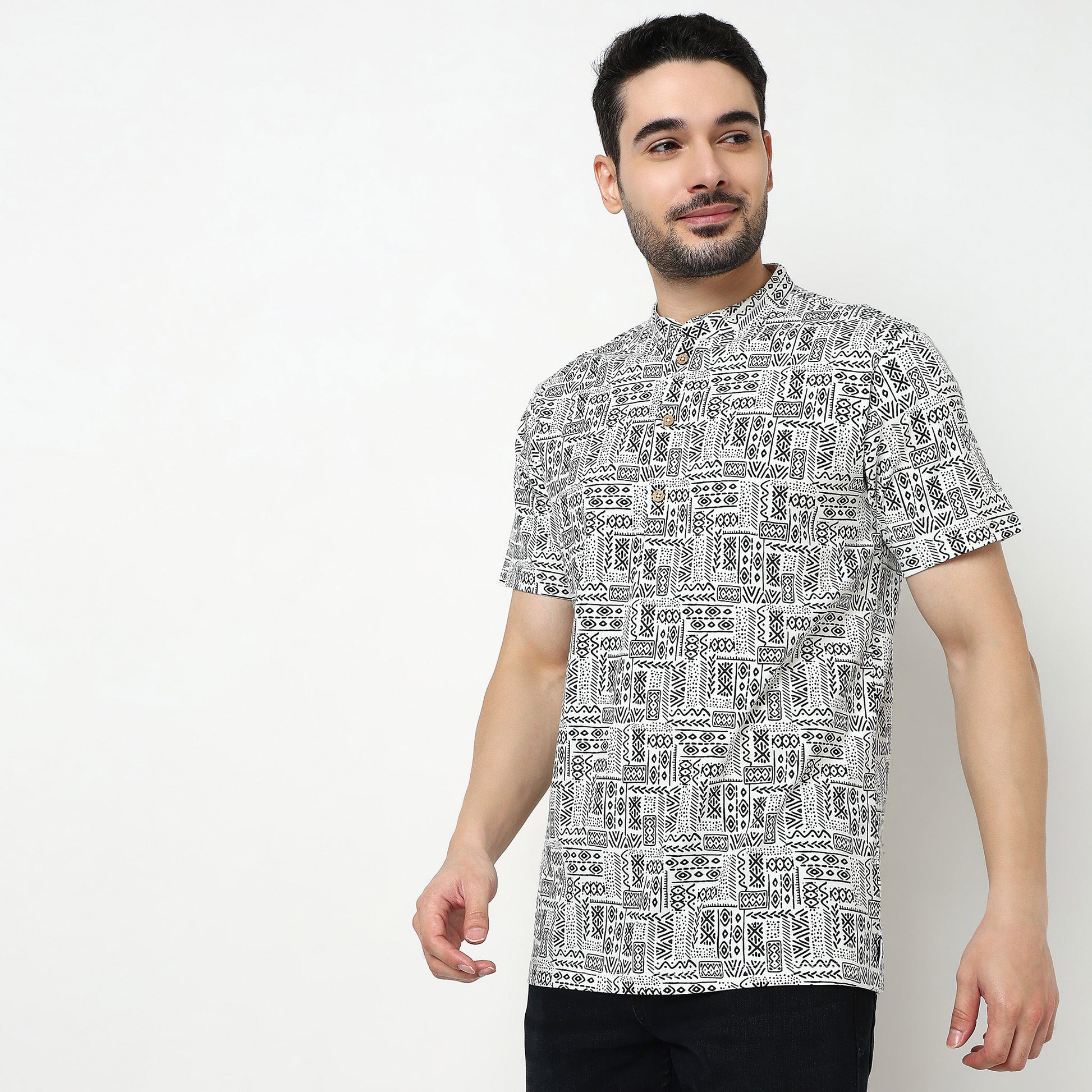 Printed Cotton Half Sleeve Kurta