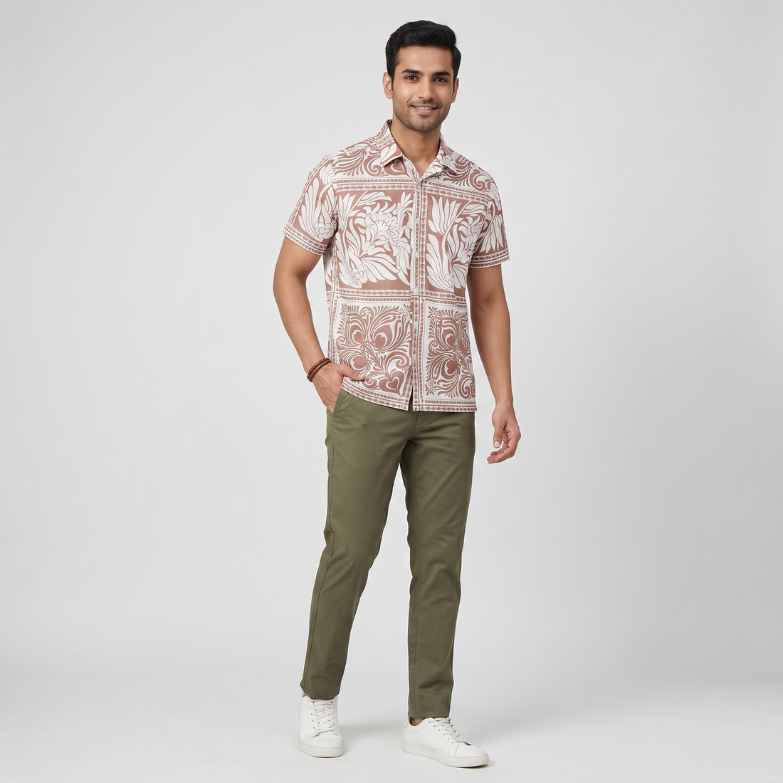Cotton Printed Straight Shirt