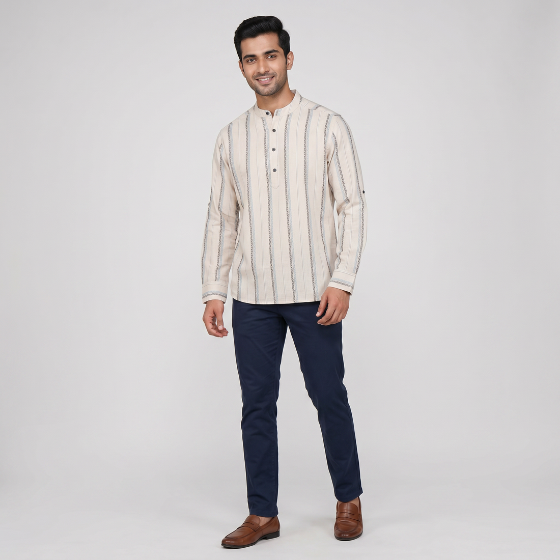 Cotton Jacquard Straight Shirt