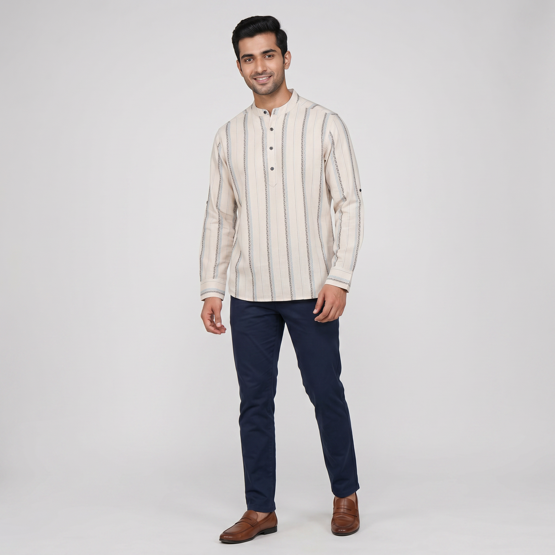 Cotton Jacquard Straight Shirt